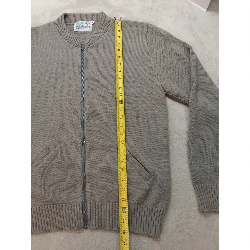 Vintage Gray Cardigan Sweater M Full Zip R&R Uniforms National Park Service USA